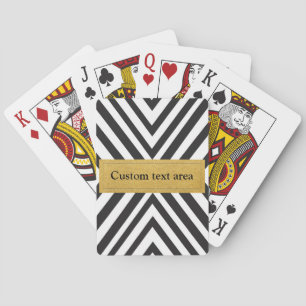 Zwart & Wit Moderne Lijnen Gouden Chic Speelkaarte Pokerkaarten