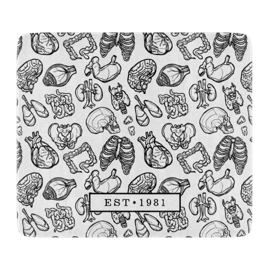 Zwart-wit moderne menselijke anatomische schets Aa Snijplank (Voorkant)