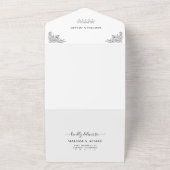 Zwart & Wit Moderne Minimale Bloemen Islamitische  All In One Uitnodiging (Buitenkant)