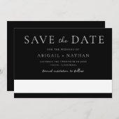 Zwart-wit moderne minimale bruiloft save the date (Voorkant / Achterkant)