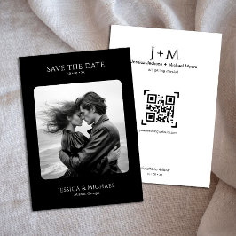 Zwart-wit moderne minimale foto bruiloft save the date