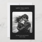 Zwart-wit moderne minimale foto bruiloft save the date (Voorkant)