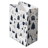 Zwart-wit Moderne Minimale Kerstvakantie Medium Cadeauzakje