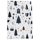 Zwart-wit Moderne Minimale Kerstvakantie Medium Cadeauzakje