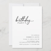 Zwart-wit Moderne Minimale Typografie Verjaardag Kaart (Voorkant)