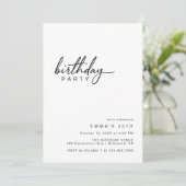 Zwart-wit Moderne Minimale Typografie Verjaardag Kaart (Staand voorkant)