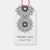 Zwart-wit moderne minimalistische bloemen cadeaulabel (Voorkant)