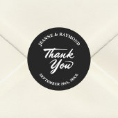 Zwart & Wit Moderne Minimalistische Bruiloft Dank  Ronde Sticker