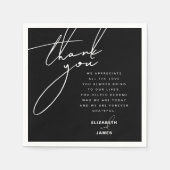 Zwart & Wit Moderne Minimalistische Bruiloft Dank  Servet (Voorkant)