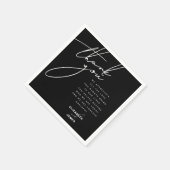 Zwart & Wit Moderne Minimalistische Bruiloft Dank  Servet (Hoek)