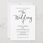 Zwart-wit Moderne minimalistische bruiloft Kaart (Voorkant)