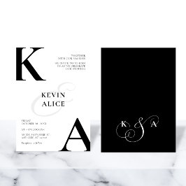 Zwart-wit moderne minimalistische bruiloft kaart