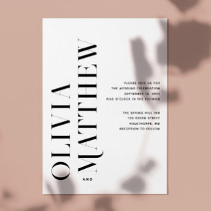 Zwart wit moderne minimalistische bruiloft + QR de Kaart