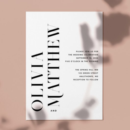 Zwart wit moderne minimalistische bruiloft + QR de Kaart