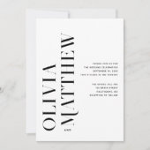 Zwart wit moderne minimalistische bruiloft + QR de Kaart (Voorkant)