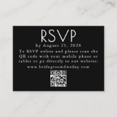 Zwart-wit moderne minimalistische bruiloft QR RSVP Informatiekaartje (Voorkant)