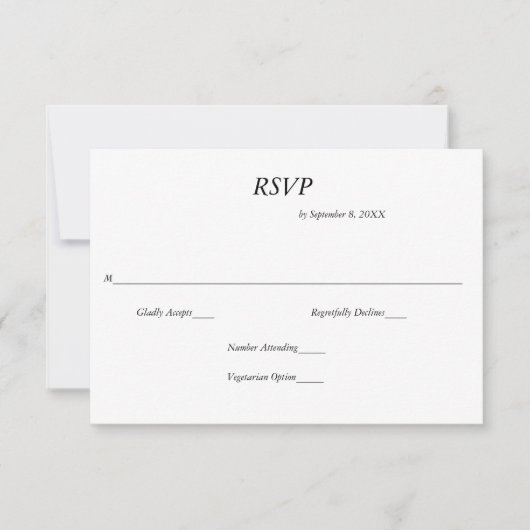 Zwart Wit Moderne Minimalistische Bruiloft RSVP-ka (Voorkant)