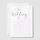 Zwart-wit Moderne minimalistische bruiloft Vellum Uitnodigingen (Offset)