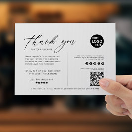 Zwart-wit Moderne minimalistische business Bedankkaart