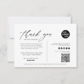 Zwart-wit Moderne minimalistische business Bedankkaart (Voorkant)