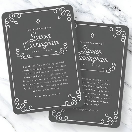 Zwart-wit Moderne Minimalistische Eenvoudige Begra Bedankkaart