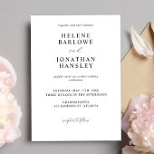 Zwart-wit Moderne minimalistische elegante bruilof Kaart