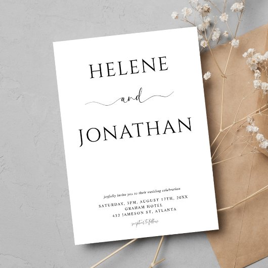 Zwart Wit Moderne Minimalistische Elegante Huwelij Kaart