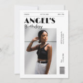 Zwart-wit moderne minimalistische foto verjaardag kaart (Voorkant)