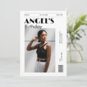 Zwart-wit moderne minimalistische foto verjaardag kaart (Staand voorkant)