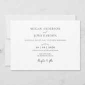 Zwart-wit moderne minimalistische huwelijksfoto  save the date (Achterkant)