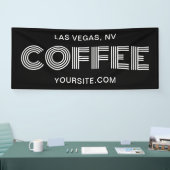 Zwart-wit Moderne minimalistische koffie Spandoek (Beurs)