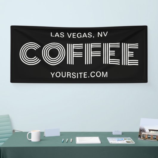 Zwart-wit Moderne minimalistische koffie Spandoek (Beurs)