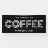 Zwart-wit Moderne minimalistische koffie Spandoek (Horizontaal)