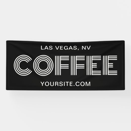 Zwart-wit Moderne minimalistische koffie Spandoek (Horizontaal)