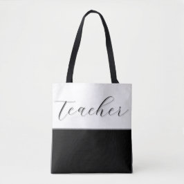 Zwart-wit moderne minimalistische leraar tote bag