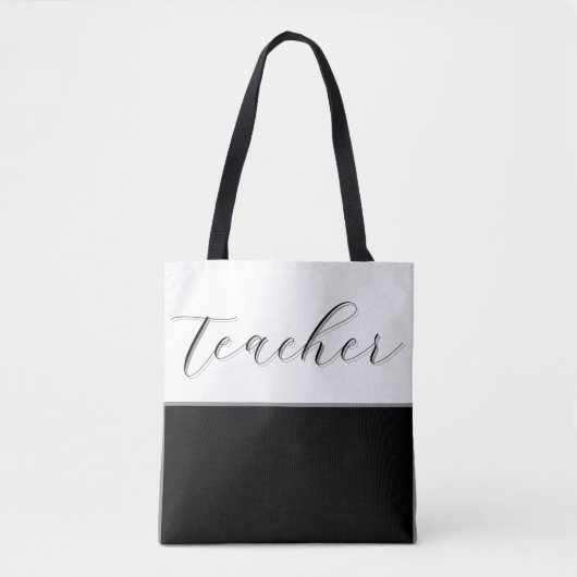 Zwart-wit moderne minimalistische leraar tote bag (Voorkant)