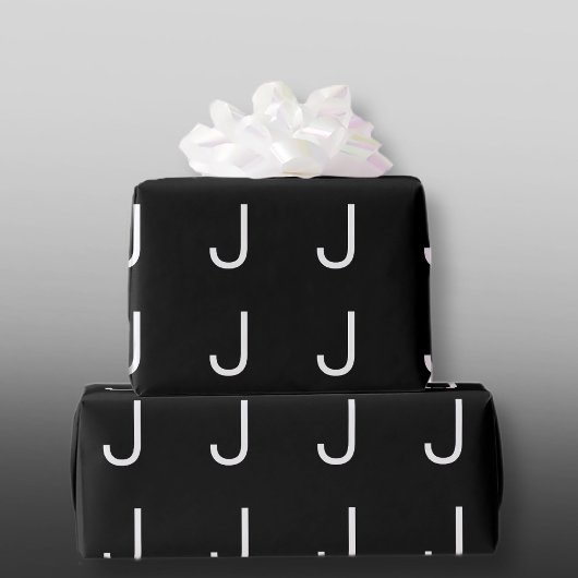 Zwart-wit Moderne minimalistische letter Cadeaupapier