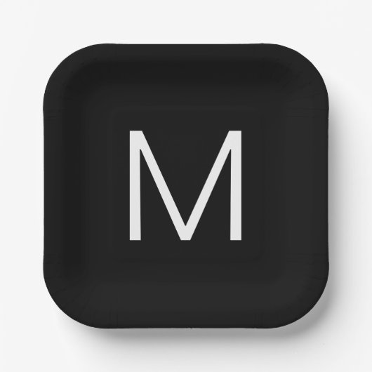 Zwart-wit Moderne minimalistische letter Papieren Bordje (Voorkant)