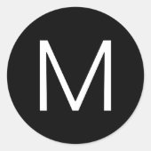 Zwart-wit Moderne minimalistische letter Ronde Sticker (Voorkant)