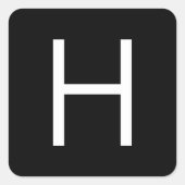Zwart-wit Moderne minimalistische letter Vierkante Sticker (Voorkant)