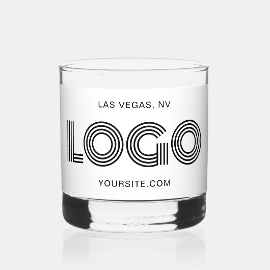 Zwart-wit Moderne Minimalistische Logo Promo Whisky Glas (Voorkant)