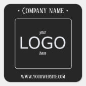 Zwart & Wit moderne minimalistische logo Vierkante Sticker (Voorkant)