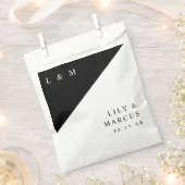 Zwart-wit moderne minimalistische monogram bruilof bedankzakje (Geknipt)
