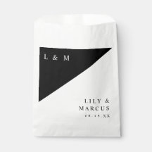 Zwart-wit moderne minimalistische monogram bruilof