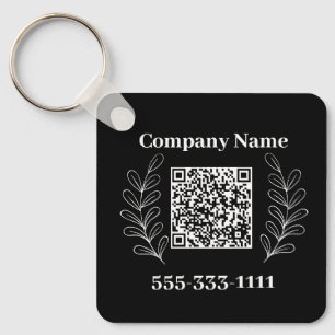 Zwart-wit moderne minimalistische QR-code Sleutelhanger