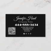 Zwart-wit Moderne Minimalistische QR-code Visitekaartje (Achterkant)