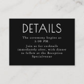 Zwart-wit Moderne Minimalistische Trouwdetails Informatiekaartje (Voorkant)