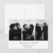 Zwart-wit moderne minimalistische trouwfoto aankondigingskaart (Voorkant / Achterkant)