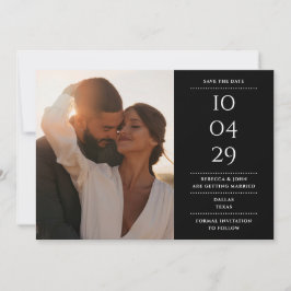 Zwart-wit Moderne minimalistische trouwfoto Save The Date