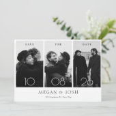 Zwart-wit moderne minimalistische trouwfoto save the date (Staand voorkant)